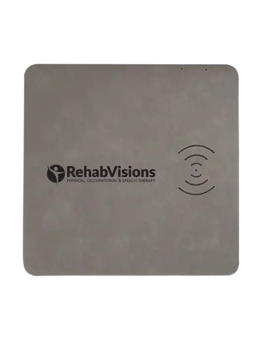 Grey Laserable Leatherette Phone Charging Mat w/RehabVisions POST Logo