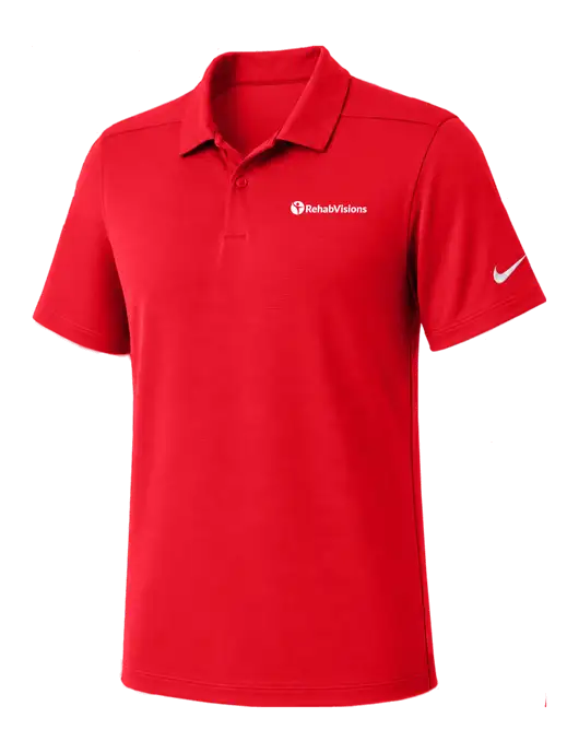 Nike Red Dry Essential Solid Polo w/RehabVisions POST Logo