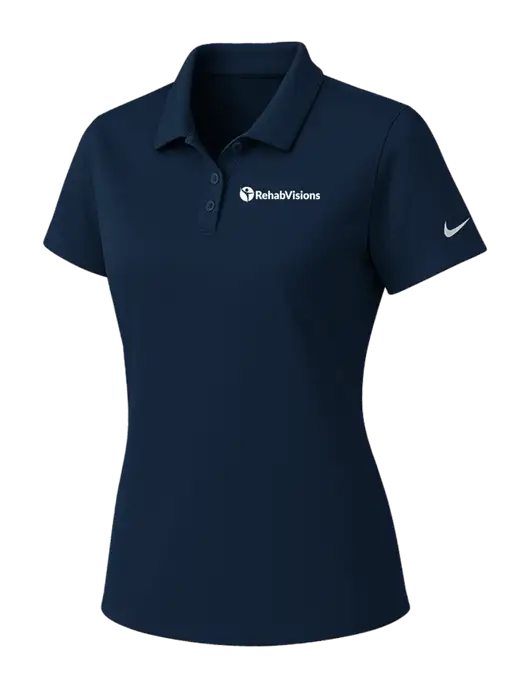 Nike Womens Navy Dry Essential Solid Polo w/RehabVisions POST Logo