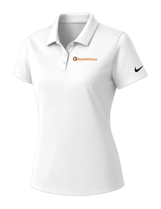 Nike Womens White Dry Essential Solid Polo w/RehabVisions POST Logo