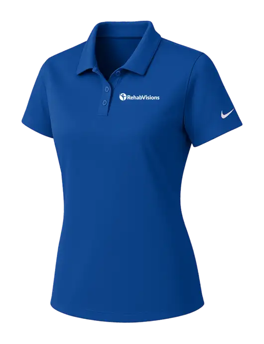 Nike Womens Dark Royal Dry Essential Solid Polo w/RehabVisions POST Logo