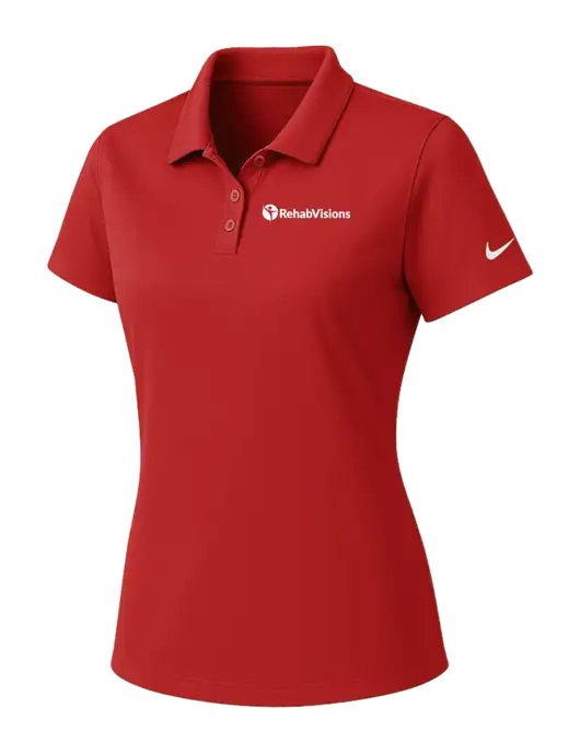 Nike Womens Red Dry Essential Solid Polo w/RehabVisions POST Logo