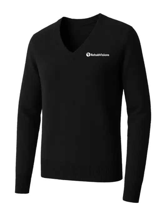 Brooks Brothers Womens Black Washable Merino V-Neck Sweater w/RehabVisions POST Logo