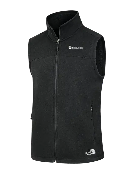 North Face Black Heather Sweater Fleece Vest  w/RehabVisions POST Logo