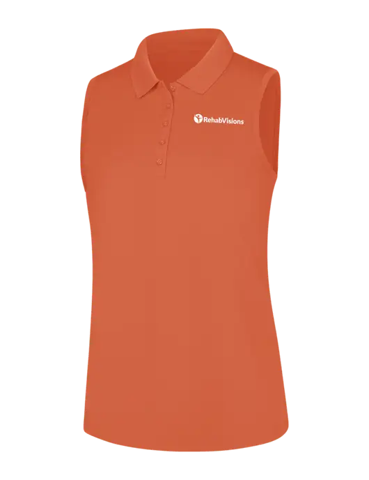 Womens Coral Dry Zone UV Micro-Mesh Sleeveless Polo w/RehabVisions POST Logo