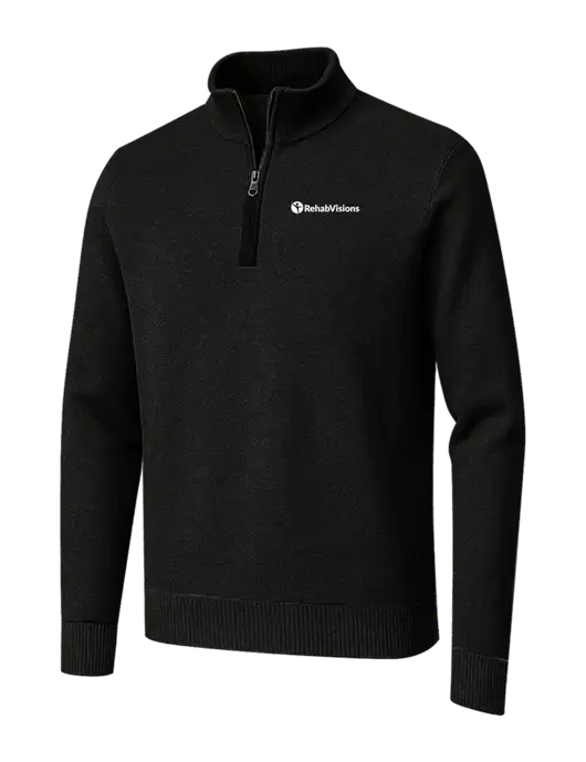 Brooks Brothers Black Washable Merino Birdseye 1/4-Zip Sweater w/RehabVisions POST Logo