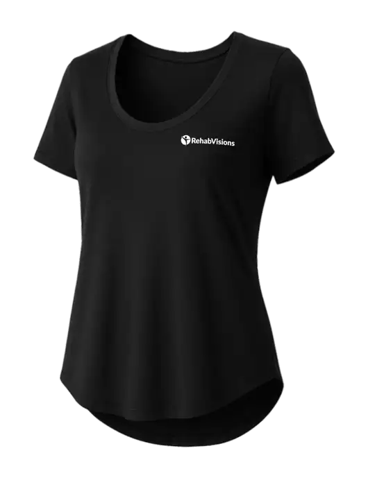 Mercer+Mettle Womens Black Stretch Jersey Relaxed Scoop w/RehabVisions POST Logo