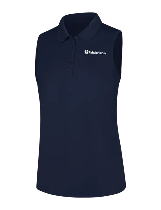 Womens Navy Dry Zone UV Micro-Mesh Sleeveless Polo w/RehabVisions POST Logo