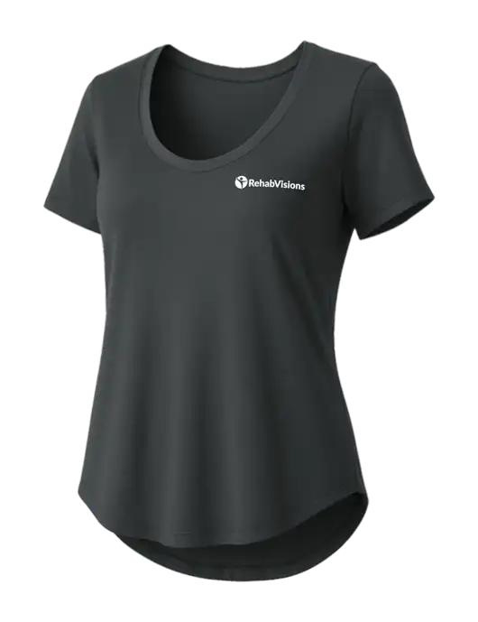 Mercer+Mettle Womens Dark Grey Stretch Jersey Relaxed Scoop w/RehabVisions POST Logo