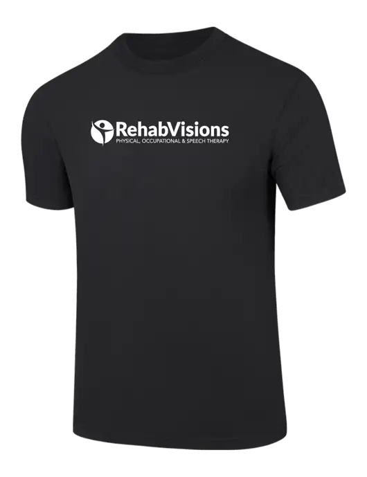 Comfort Colors 6.1 oz Black Heavyweight Ring Spun T-Shirt w/RehabVisions POST Logo