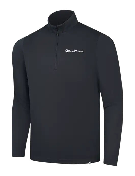 TravisMathew Black Coveside ¼-Zip w/RehabVisions POST Logo