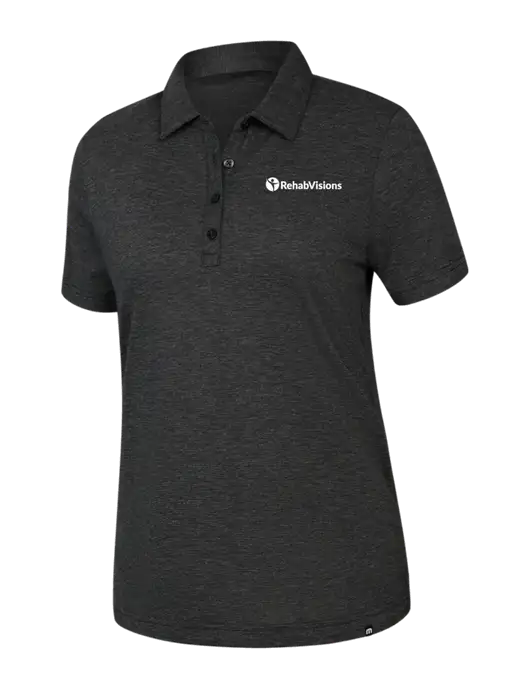 TravisMathew Womens Black Heather Sunnyvale Polo w/RehabVisions POST Logo