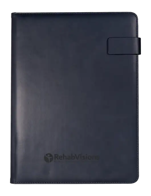 Leeman Navy Tuscany Tech Padfolio 9 x 12.125 w/RehabVisions POST Logo
