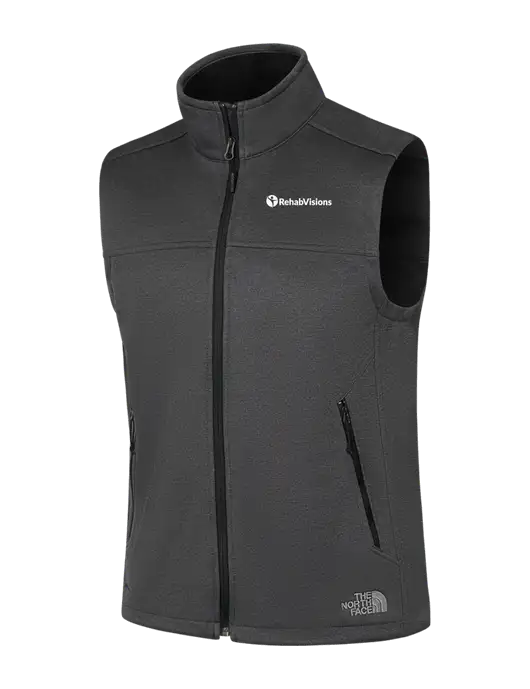 North Face Dark Grey Heather Ridgewall Soft Shell Vest w/RehabVisions POST Logo