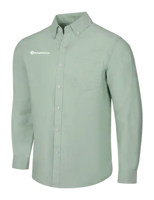 Very Light Green SuperPro Oxford Shirt w/RehabVisions POST Logo