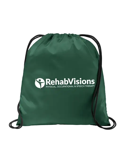 Drawstring Dark Green Cinch Pack w/RehabVisions POST Logo