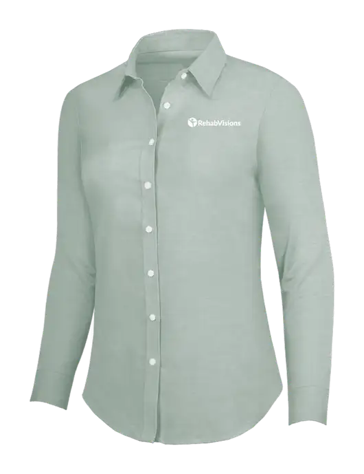 Very Light Green Womens SuperPro Oxford Shirt w/RehabVisions POST Logo