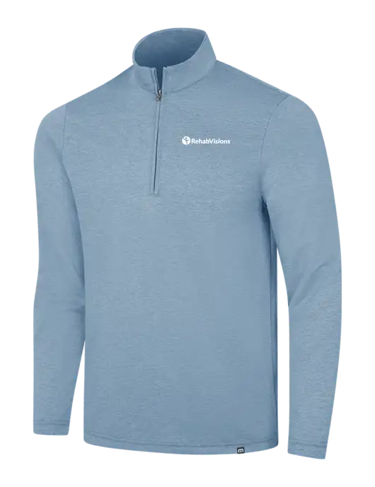 TravisMathew Light Blue Heather Coveside ¼-Zip w/RehabVisions POST Logo