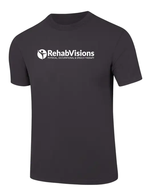 Comfort Colors 6.1 oz Dark Grey Heavyweight Ring Spun T-Shirt w/RehabVisions POST Logo