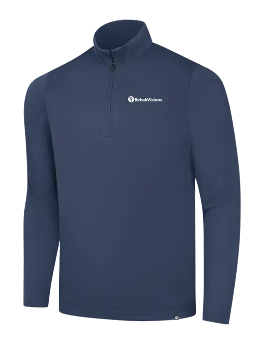TravisMathew Navy Coveside ¼-Zip w/RehabVisions POST Logo