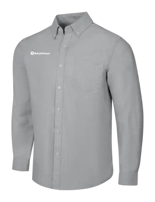 Light Grey SuperPro Oxford Shirt w/RehabVisions POST Logo