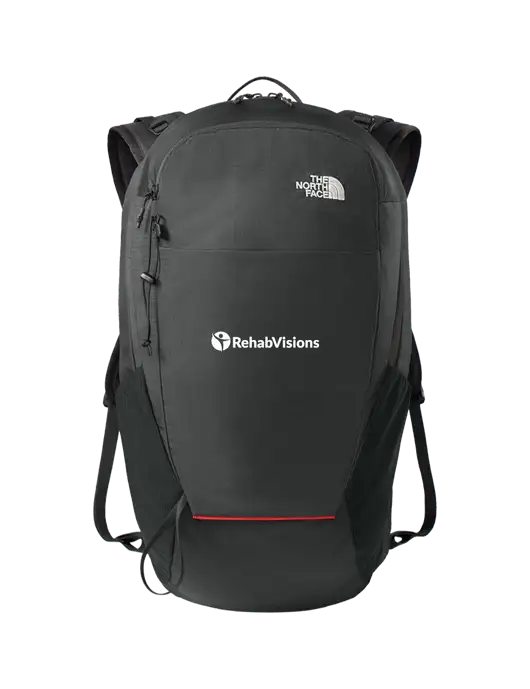 The North Face Dark Grey/Red Trim 18L Backpack w/RehabVisions POST Logo
