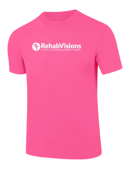 Comfort Colors 6.1 oz Neon Pink Heavyweight Ring Spun T-Shirt w/RehabVisions POST Logo