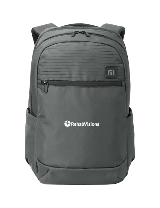 TravisMathew Dark Medium Grey Approach Backpack w/RehabVisions POST Logo