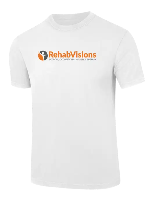 Comfort Colors 6.1 oz White Heavyweight Ring Spun T-Shirt w/RehabVisions POST Logo