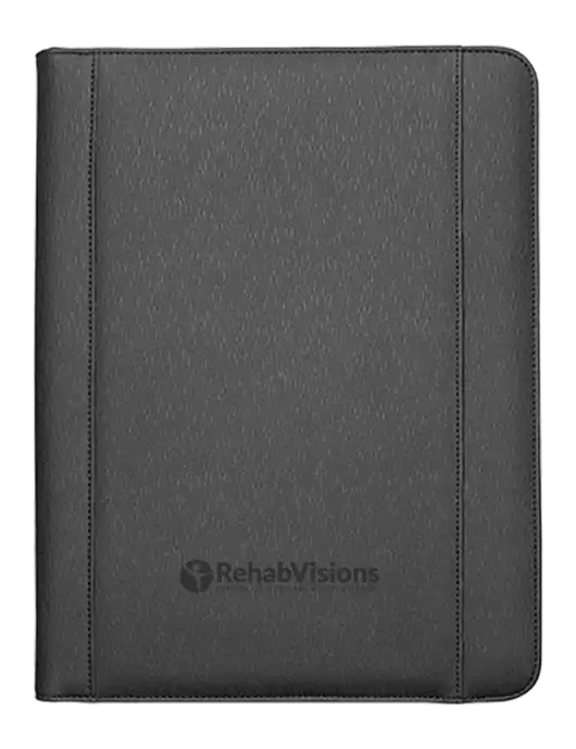 Leeman Black Roma Tech Portfolio 10.12 x 13.25 w/ Power Bank And Wireless Charger w/RehabVisions POST Logo