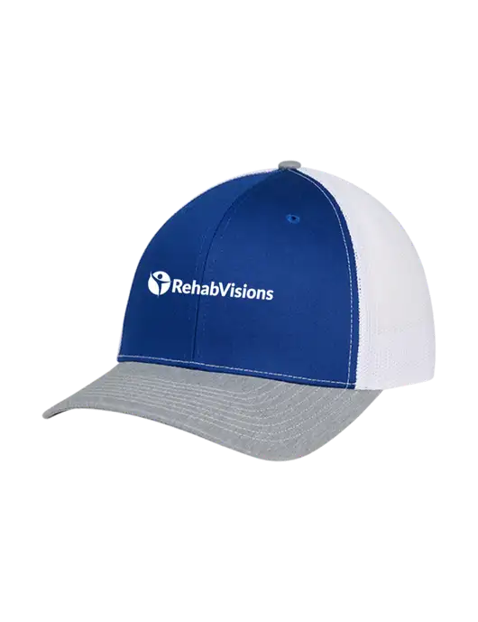 Richardson Adjustable Snapback Original 112 Trucker Cap Royal/HeatherGrey/White Mesh w/RehabVisions POST Logo