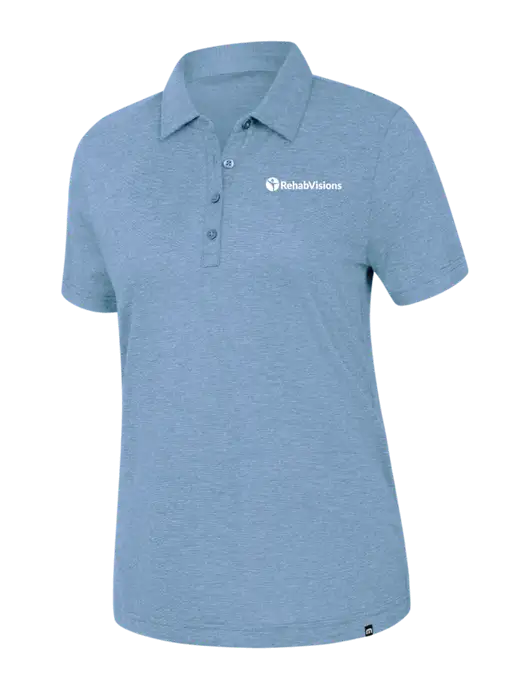 TravisMathew Womens Light Blue Heather Sunnyvale Polo w/RehabVisions POST Logo