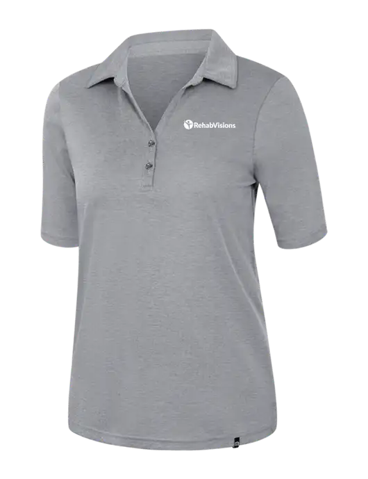 TravisMathew Womens Medium Grey Heather Sunsetters Polo w/RehabVisions POST Logo