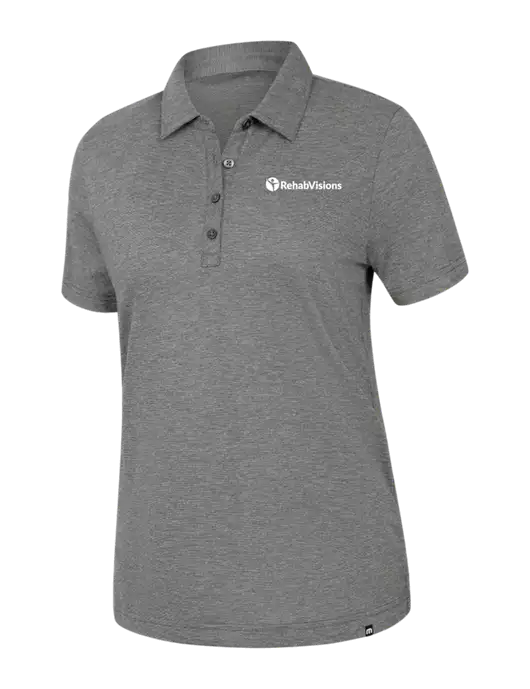 TravisMathew Womens Dark Grey Heather Sunnyvale Polo w/RehabVisions POST Logo