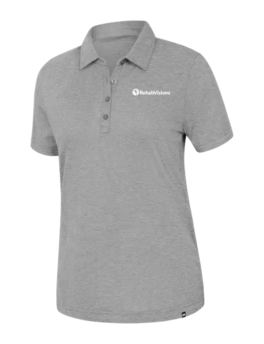 TravisMathew Womens Light Grey Heather Sunnyvale Polo w/RehabVisions POST Logo