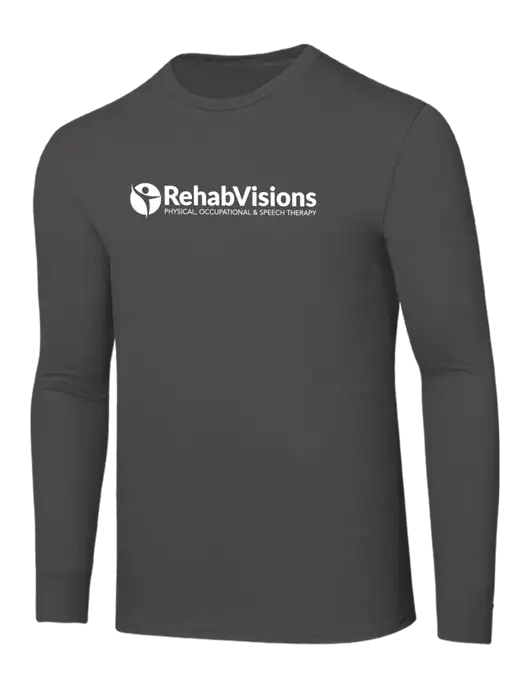Seriously Soft Dark Grey Long Sleeve T-Shirt w/RehabVisions POST Logo