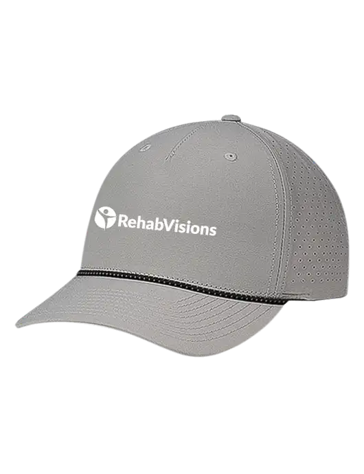 Richardson Laser Perf Performance Light Grey/Black-Grey Rope Cap w/RehabVisions POST Logo