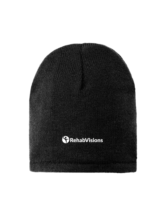 Black Fleece-Lined Beanie Cap w/RehabVisions POST Logo