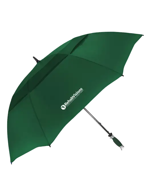 Dark Green Vented Typhoon Tamer Golf Umbrella w/RehabVisions POST Logo