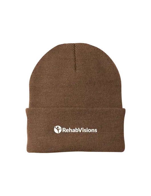 Brown Knit Cap w/RehabVisions POST Logo