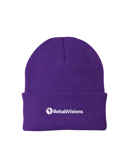 Purple Knit Cap w/RehabVisions POST Logo
