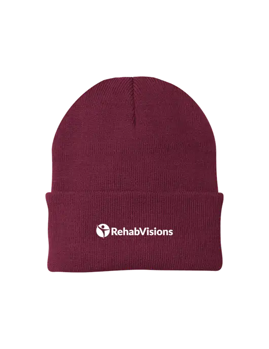 Maroon Knit Cap w/RehabVisions POST Logo