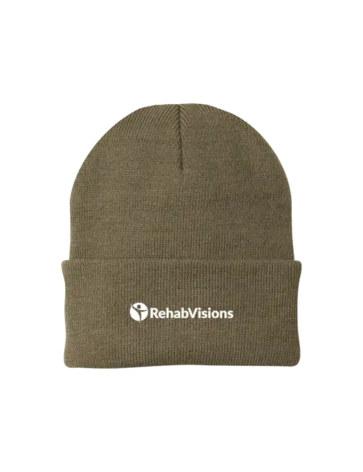 Dark Tan Knit Cap w/RehabVisions POST Logo