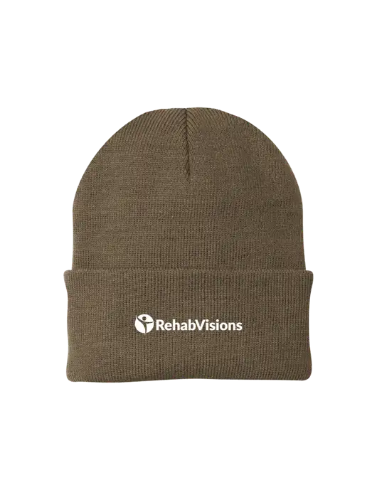 Light Brown Knit Cap w/RehabVisions POST Logo