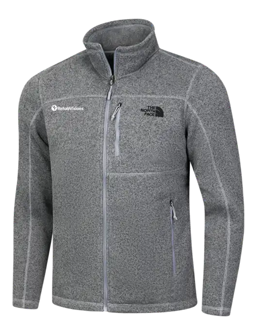 North Face Medium Grey Heather Sweater Fleece Jacket w/RehabVisions POST Logo