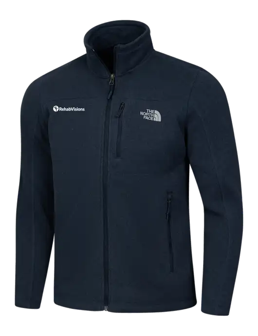 North Face Navy Heather Sweater Fleece Jacket w/RehabVisions POST Logo
