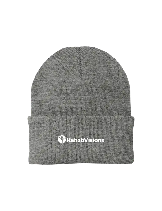 Medium Grey Heather Knit Cap w/RehabVisions POST Logo