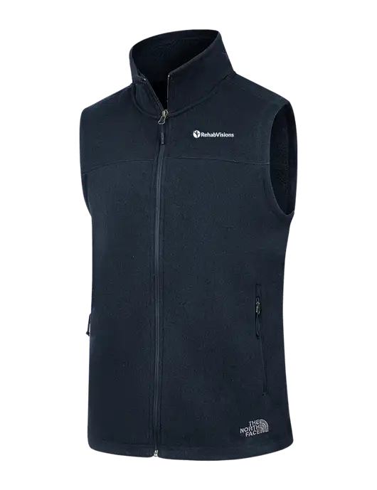 North Face Navy Heather Sweater Fleece Vest w/RehabVisions POST Logo