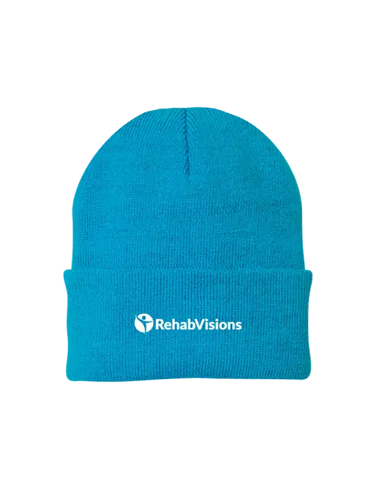 Sapphire Blue Knit Cap w/RehabVisions POST Logo