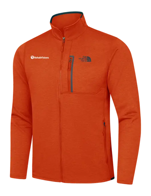 North Face Orange Heather/Navy Skyline Full-Zip Fleece Jacket w/RehabVisions POST Logo